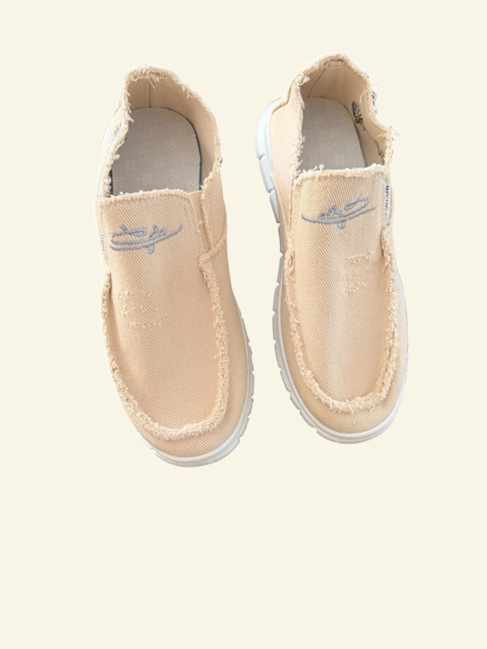 Canvas Slip-On Flats in Beige - Casual Comfort